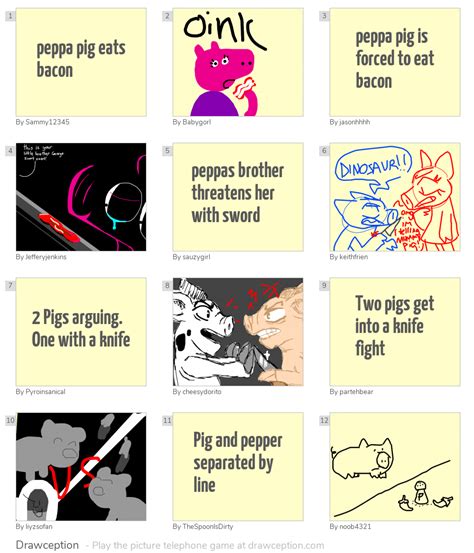 peppa pig eats bacon - Drawception