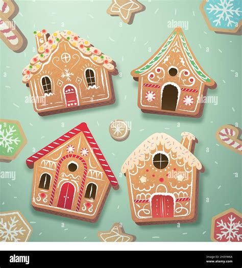 Hand Drawn Gingerbread House Collection Vector Design Illustration