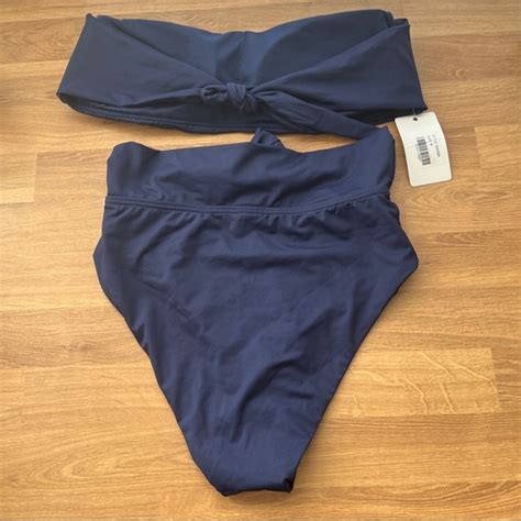 Envya Swim New With Tagenvya Womens Swimwear Swim Rust Strapless Piece Bikini Navy Blue