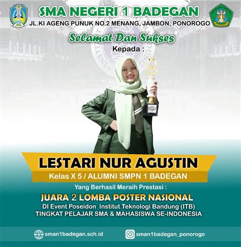 Juara 2 Lomba Poster Nasional Di Institut Teknologi Bandung Sman 1