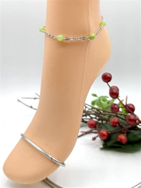 Браслет на ногу с зеленым ониксом БН-110-02 купить в интернет-магазине ...