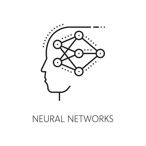 M Quina Aprendizaje Neural Red Delgado L Nea Icono Vector En