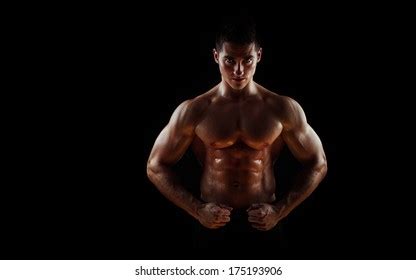 Bearded Bald Brutal Male Bodybuilder Naked Stock Photo 1637211523