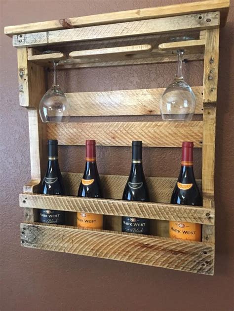 Pallet Wine Rack Holds 4 Wine Glasses Rustic Wine Rack Etsy