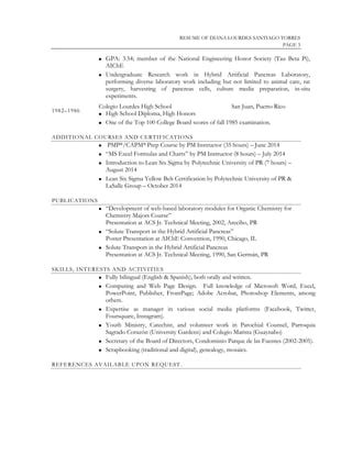 Resume Diana Lourdes Santiago Pdf