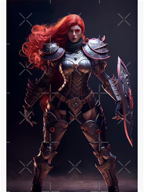 "Beautiful red haired woman warrior with armor" Sticker for Sale by ...