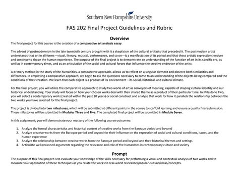 FAS 202 Final Project Guidelines And Rubric 2022 FAS 202 Final