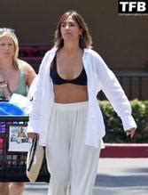 Frankie Bridge Sexy Seen Flaunting Her Hot Cleavage Wearing A Bikini Top In Santa Monica Aznude