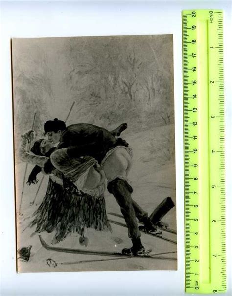 Russia Sex Skier And Skier Girl Old Photo Card Topics Risque Other Postcard