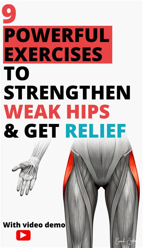 9 Powerful Exercises To Strengthen Weak Hips Amazing Relief In 2020 Hip Strengthening