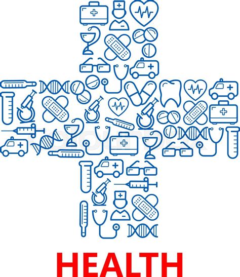 Medical cross symbol made of blue medicine icons | Stock vector | Colourbox