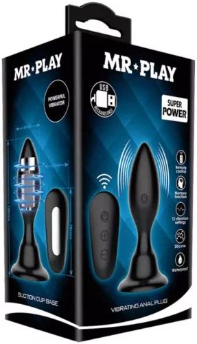Dop Anal Mr Play Vibrating Anal Plug Voluptas Negru Grosime Cm Lungime