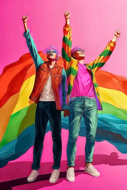 Ilustración generativa de ia de retrato de dos hombres gay enamorados y
