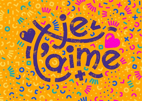 Je t aime french words that translate as I love you. Bold lettering