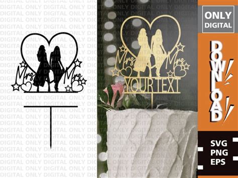 Lesbian Cake Topper For Wedding Svg File Lesbian Wedding Etsy