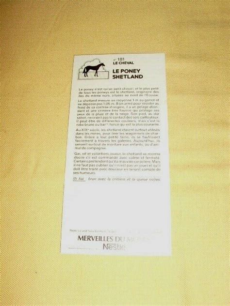 Nestl Merveilles Du Monde Carte N Le Poney Shetland Ebay