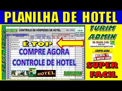 13 PLANILHA CONTROLE DE HOTEL 50 FICHAS DE QUARTOS HOSPEDES R 80