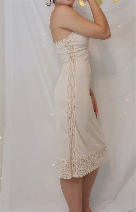 Vintage S Nude Lace Slip Movie Star Brand Size Nylon Made In USA Retro Intimate