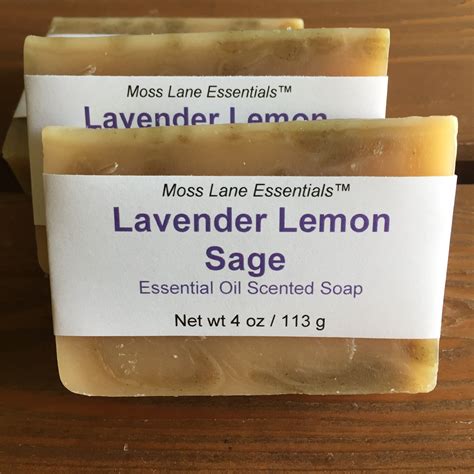 Lavender Lemon Sage Essential Oil Scented Cold Process Soap With Shea