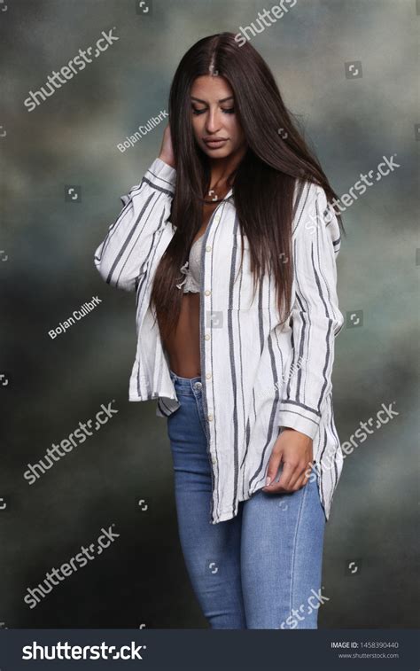 Beautiful Sexy Muscular Brunette Girl Posing Stock Photo Shutterstock