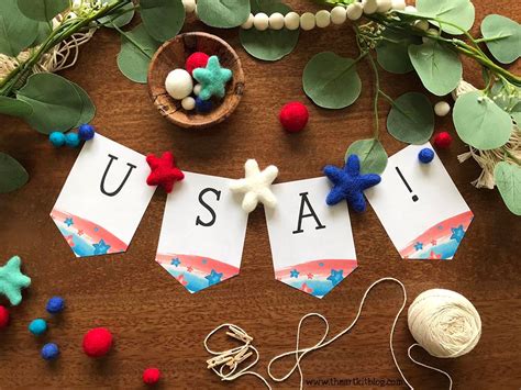 USA Patriotic Banner Printable, Printable Wall Art, 4th of July ...