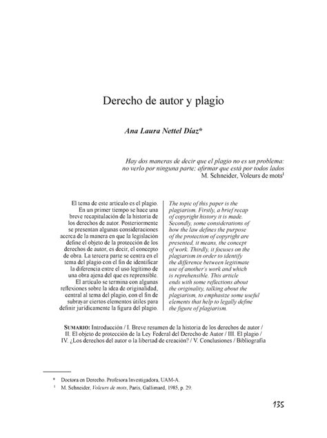 Plagio Y Derecho De Autor 135 Derecho De Autor Y Plagio Pp 135 El