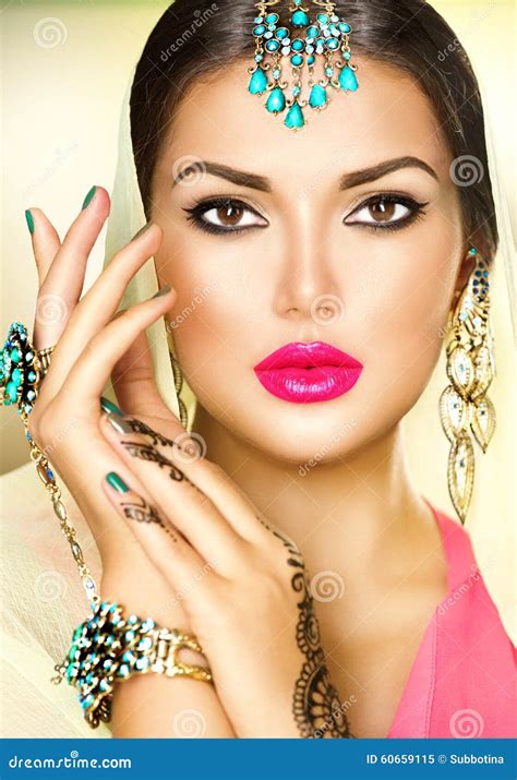 Beautiful Fashion Indian Woman Portrait Stock Image Image Of Brunette Indian