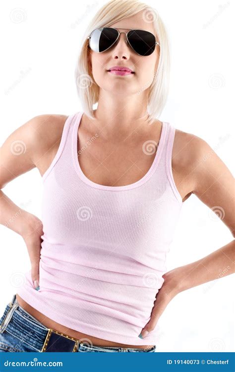Blonde Woman Wearing Sunglasses Stock Image Image Of Adult Contemporary 19140073