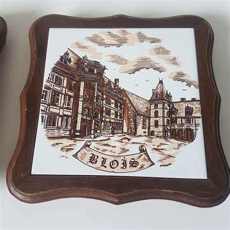 Vintage Wood Trivet Hot Plate Tile Chamborn And Blois France Lot Of Etsy