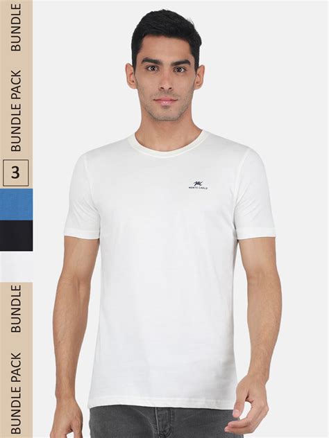 Buy Monte Carlo Pack Of 3 Round Neck Pure Cotton T Shirts Tshirts For