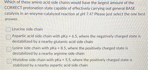 Solved Which of these amino acid side chains would have the | Chegg.com