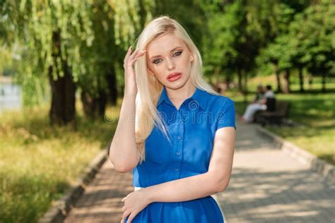 Portrait Of A Beautiful Blonde Girl Outdoors In Summer Stock Photo Image Of Happiness