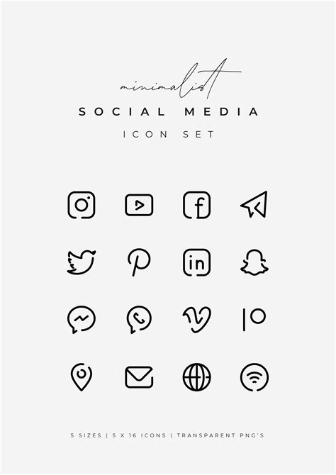 Black Social Media Icons Minimalist Social Media Logos Etsy