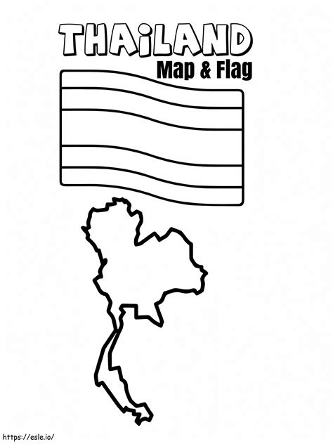 Thailand Map And Flag coloring page