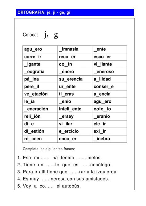 Ficha Online De Ortograf A De La G Y La J Para Puedes Hacer Los