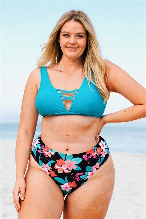 Cynthia Floral High Waisted Plus Size Bikini Bottom Cupshe Au