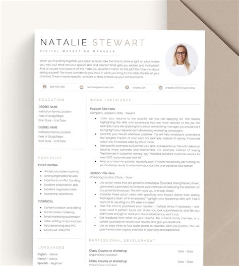 modern resume template  google docs microsoft word apple pages