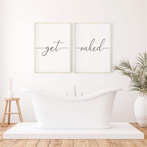 Get Naked Sign Get Naked Printable Bathroom Wall Decor Set Of Prints Bathroom Wall Art