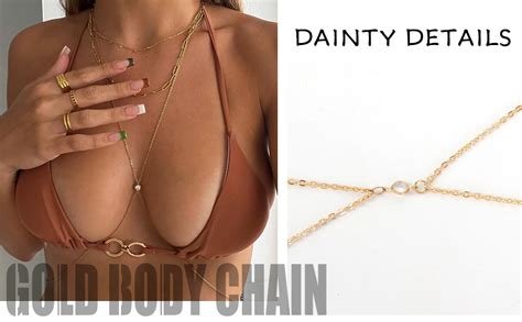 Amazon K Gold Plated Sexy Body Chains For Women Layered Rhinestone Crossover Bikini Bra
