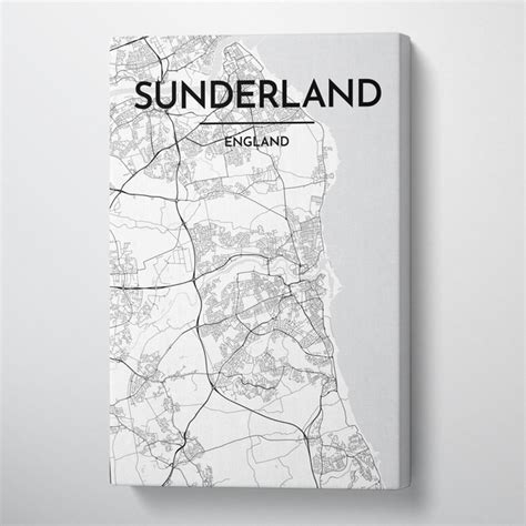 Sunderland City Map Canvas Wrap - High Quality Custom Made Art - Point ...