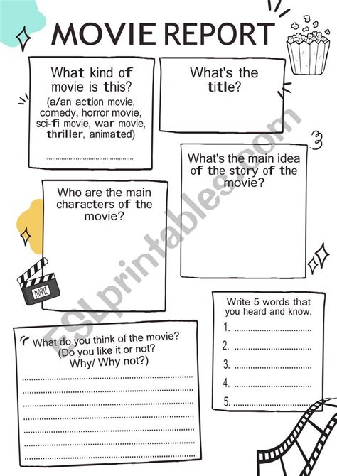 Generic Film Report Esl Worksheet By Hilala