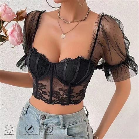 Jual Bustier Top Sexy Lingerie Bustier Set Sexy Corset Bra Wanita Shopee Indonesia