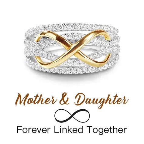 Mother And Daughter Forever Linked Together Infinity Ring Sterling Silver Ring Women Birthday