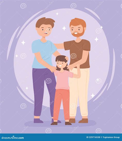 Pareja Gay Masculina Con Hija Ilustración del Vector Ilustración de vector amor