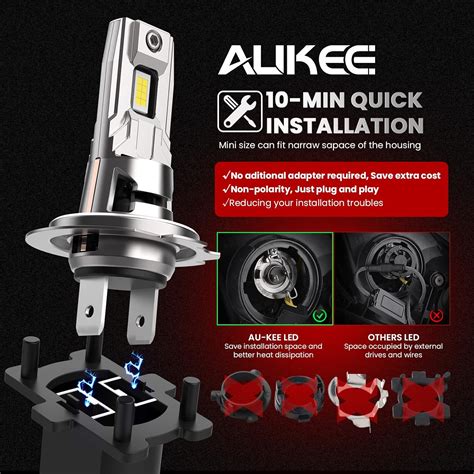 Aukee Bombillas LED H7 50W 6000K 10000 lúmenes extremadamente