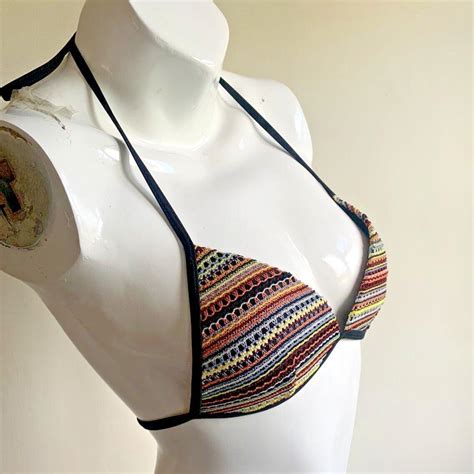 Crochet Triangle Bikini Top Structured Lightly Depop