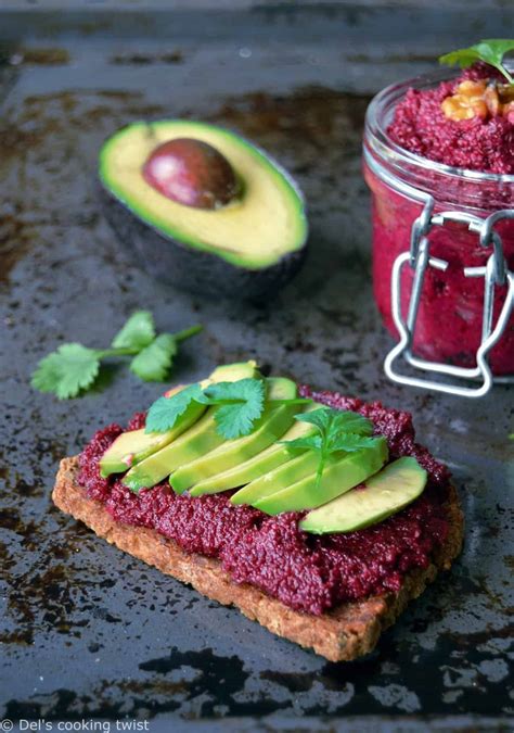 Vegan Avocado Toast With Beet Hummus Dels Cooking Twist