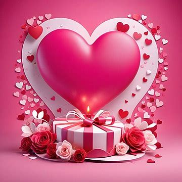 Valentine Day Beautiful Greeting With Gift Background Rose Flower