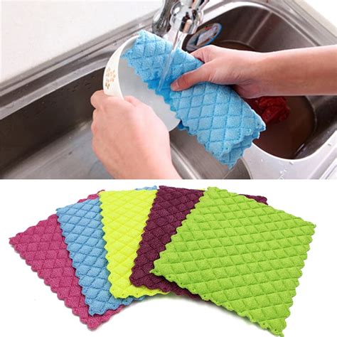 High Efficient Anti Greasy Color Dish Cloth Colorful Washing Dish Towel