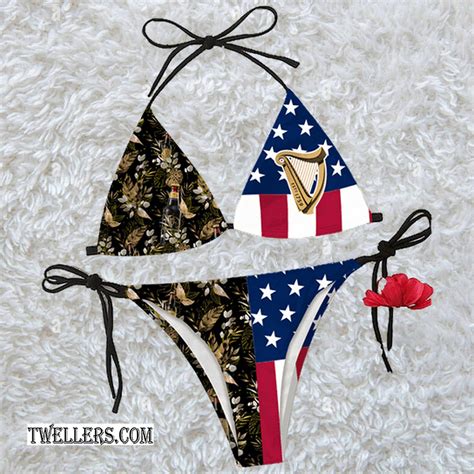 Tropical American Flag Guinness Triangle Triangle Bikini Set Swimsuit
